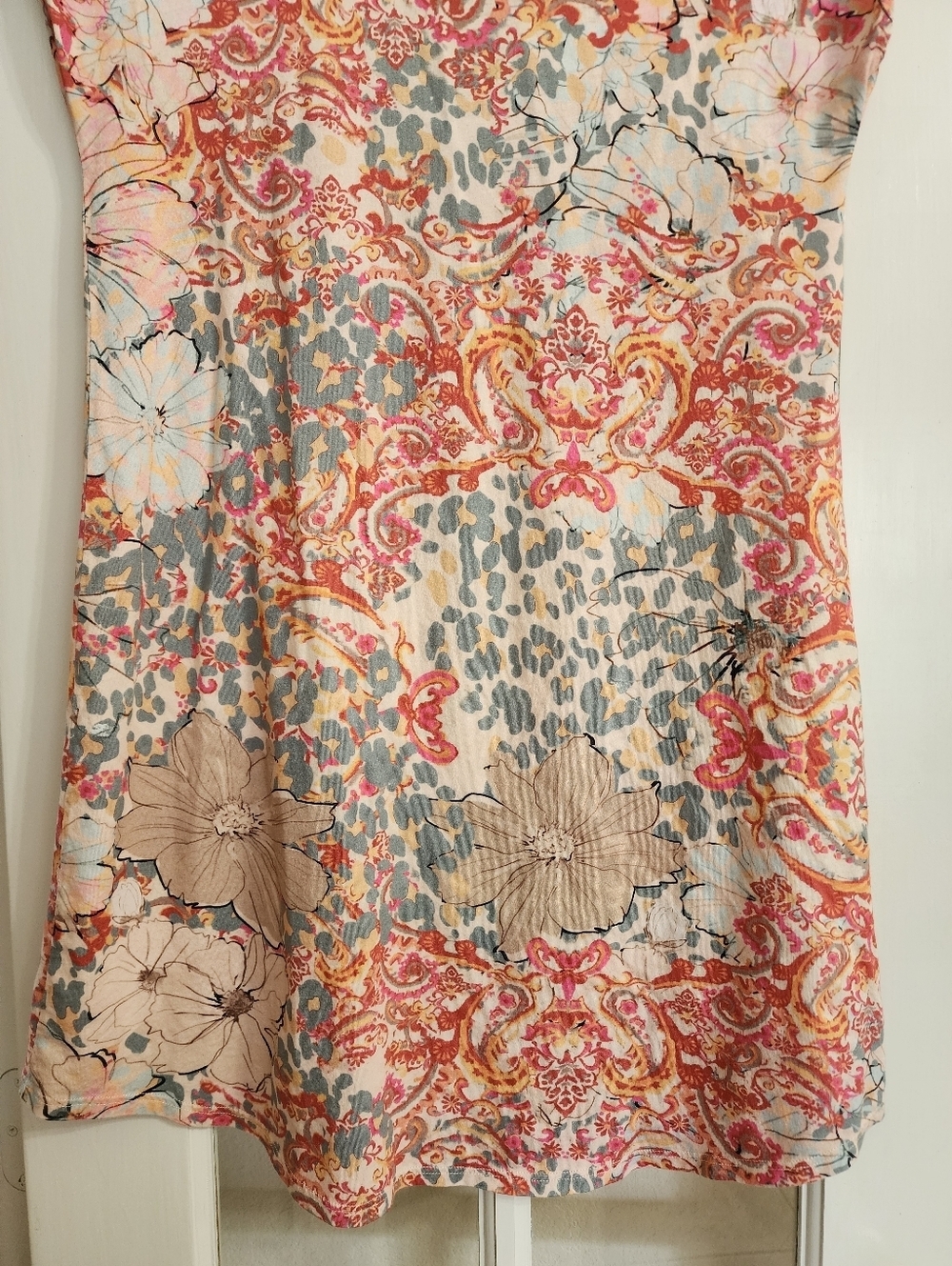 Johnny Was Pima Cotton Modal Floral Paisley Cap Sleeve Dress Tunic Sz S - Picture 6 of 9